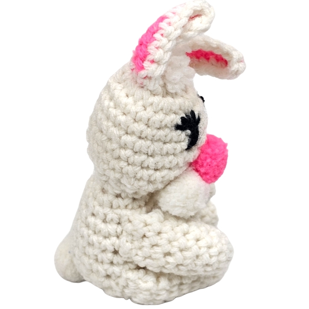 Vintage Crochet Rabbit Plush Toy Stuffed Animal 8 Inch